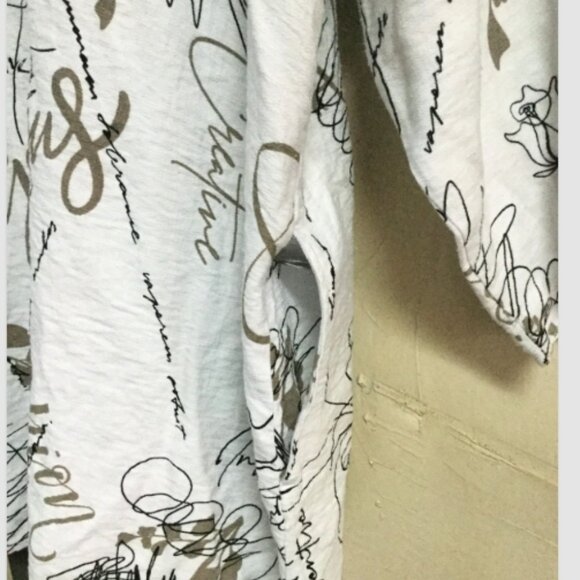 Ali Miles Women Plus Sz 2X Blouse Tunic Top Pockets Button front Tan Black White - Picture 7 of 10